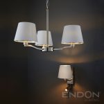 ENDON Harvey 2lt Wall Bright nickel plate & vintage white fabric 40W E14 golf & 4W LED (SMD 3535) Warm White - ED-73027