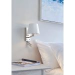 ENDON Harvey 2lt Wall Bright nickel plate & vintage white fabric 40W E14 golf & 4W LED (SMD 3535) Warm White - ED-73027