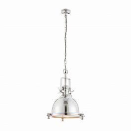   ENDON Fenton 1lt Pendant Bright nickel plate & sandblasted glass 40W E27 GLS - ED-73103