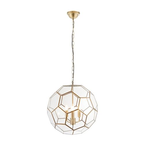 ENDON Miele 3lt Pendant Antique brass plate & clear glass 3 x 40W E14 candle - ED-73560