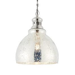   ENDON Darna 1lt Pendant Bright nickel plate & mercury glass 15W LED E27 - ED-73569
