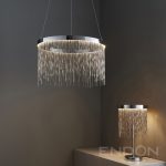 ENDON Zelma 1lt Pendant Chrome plate & silver effect chain 20W LED tape module (SMD 2835) Warm White - ED-73768