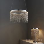 ENDON Zelma 1lt Table Chrome plate & silver effect chain 9W LED tape module (SMD 2835) Warm White - ED-73769