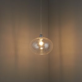   ENDON Dimitri 1lt Pendant easyfit Clear bubble glass 40W E27 or B22 GLS - ED-73974
