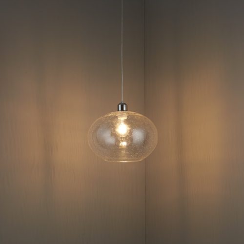 ENDON Dimitri 1lt Pendant easyfit Clear bubble glass 40W E27 or B22 GLS - ED-73974