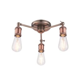   ENDON Hal 3lt Semi flush Aged pewter & aged copper plate 3 x 40W E27 GLS - ED-76124