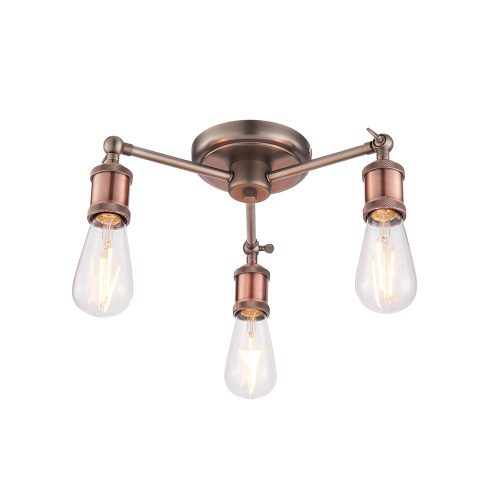 ENDON Hal 3lt Semi flush Aged pewter & aged copper plate 3 x 40W E27 GLS - ED-76124