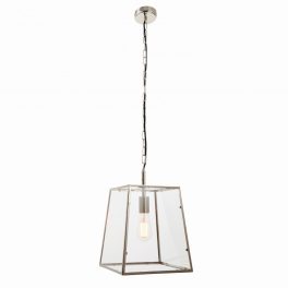   ENDON Hurst 1lt Pendant Bright nickel plate & clear glass 10W LED E27 - ED-76225