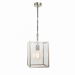   ENDON Hadden 1lt Pendant Bright nickel plate & clear glass 10W LED E27 - ED-76228