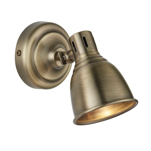 ENDON Westbury 1lt Spot Antique brass plate 4.6W LED GU10 Warm White - ED-76277