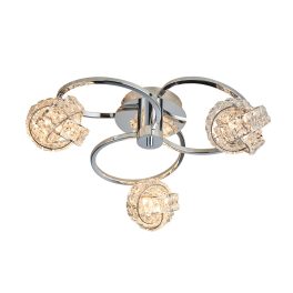   ENDON Talia 3lt Semi flush Chrome plate & clear crystal 3 x 28W G9 clear capsule - ED-76285