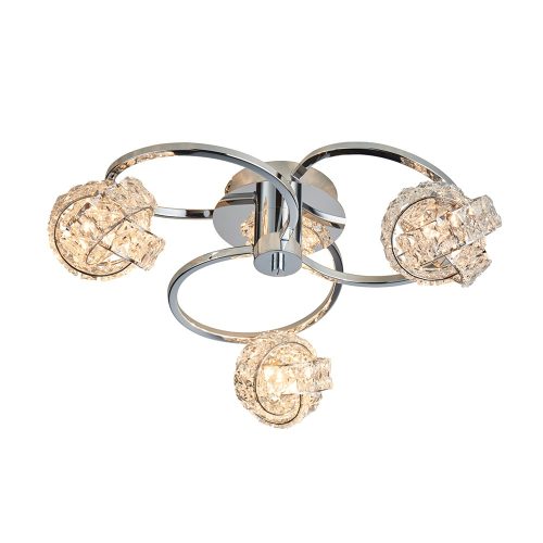 ENDON Talia 3lt Semi flush Chrome plate & clear crystal 3 x 28W G9 clear capsule - ED-76285