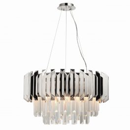   ENDON Valetta 6lt Pendant Clear crystal & polished stainless steel 6 x 40W E14 candle - ED-76430