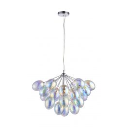   ENDON Infinity 6lt Pendant Chrome plate & iridescent glass 6 x 28W G9 clear capsule - ED-76450