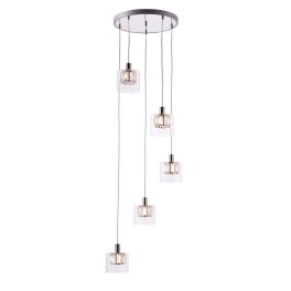   ENDON Verina 5lt Pendant Chrome plate & clear glass 5 x 3W LED G9 - ED-76520