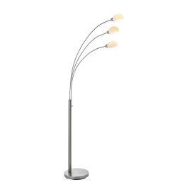   ENDON Jaspa 3lt Floor Satin nickel plate & white glass 3 x 5.5W LED (COB) Warm White - ED-76567