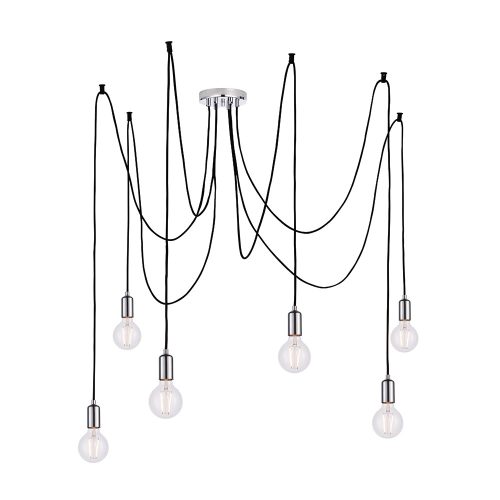 ENDON Studio 6lt Pendant Chrome plate 6 x 60W E27 GLS - ED-76577
