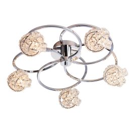   ENDON Talia 5lt Semi flush Chrome plate & clear crystal 5 x 28W G9 clear capsule - ED-76595