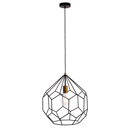 ENDON Deco 1lt Pendant Matt black & satin gold paint 10W LED E27 - ED-76686