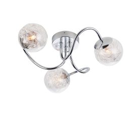   ENDON Auria 3lt Semi flush Chrome plate with clear glass & chrome wire 3 x 3W LED G9 - ED-76880