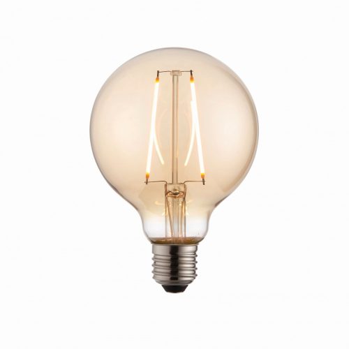 ENDON E27 LED filament globe 1lt Accessory Amber glass 2W LED E27 Warm White - ED-77109