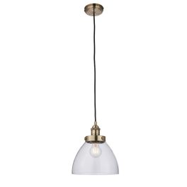   ENDON Hansen 1lt Pendant Antique brass plate & clear glass 40W E27 GLS - ED-77272