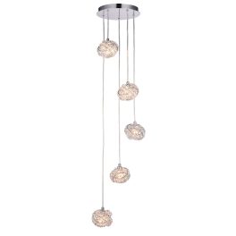   ENDON Talia 5lt Pendant Chrome plate & clear crystal 5 x 28W G9 clear capsule - ED-77566