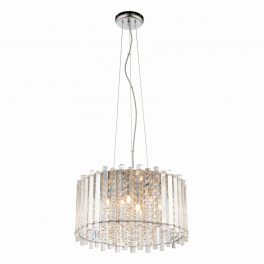   ENDON Hanna 5lt Pendant Clear crystal glass & chrome plate 5 x 3W LED G9 - ED-78699
