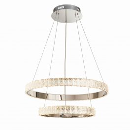   ENDON Celeste 2lt Pendant Chrome plate & clear crystal 2 x 22.5W LED (SMD 2835) Cool White - ED-78701