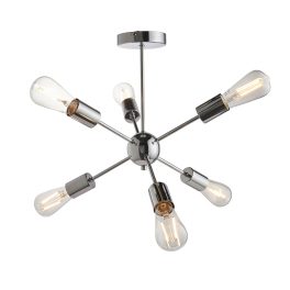   ENDON Rubens 6lt Semi flush Chrome plate 6 x 40W E27 GLS - ED-79469