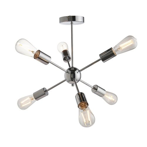ENDON Rubens 6lt Semi flush Chrome plate 6 x 40W E27 GLS - ED-79469