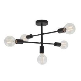   ENDON Studio 5lt Semi flush Matt black 5 x 40W E27 GLS - ED-79502