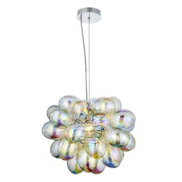   ENDON Infinity 1lt Pendant Chrome plate & iridescent glass 10W LED E27 - ED-80123