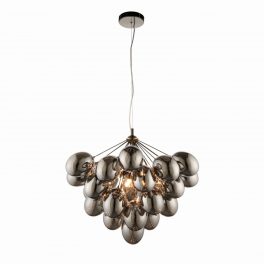   ENDON Infinity 6lt Pendant Black chrome plate & dark chromed glass 6 x 28W G9 clear capsule - ED-80199