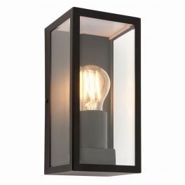   ENDON Oxford 1lt Wall Matt black & clear glass 28W E27 Eco GLS - ED-80600