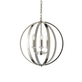   ENDON Ritz 3lt Pendant Bright nickel plate with clear crystal & faceted acrylic 3 x 40W E14 candle - ED-81507