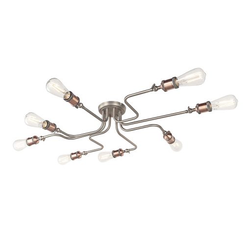 ENDON Hal 8lt Semi flush Aged copper & aged pewter plate 8 x 10W LED E27 - ED-81610