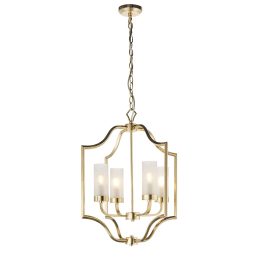   ENDON Edrea 4lt Pendant Satin brass plate & frosted glass 4 x 6W LED E14 - ED-81914