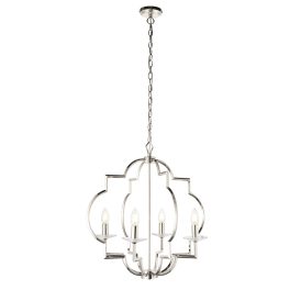   ENDON Garland 4lt Pendant Polished nickel plate & clear crystal 4 x 40W E14 candle - ED-81915