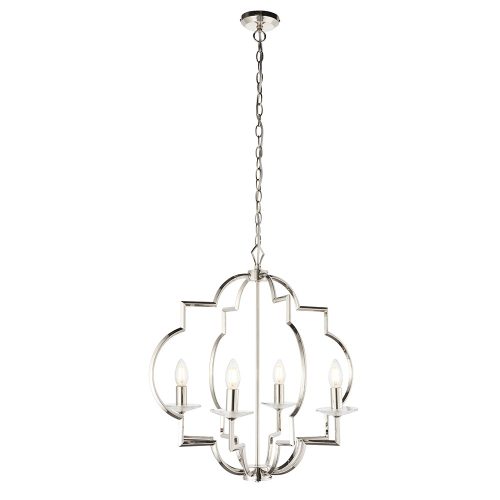 ENDON Garland 4lt Pendant Polished nickel plate & clear crystal 4 x 40W E14 candle - ED-81915