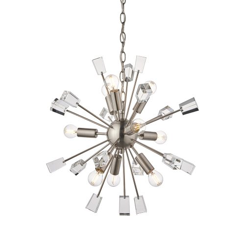 ENDON Miro 9lt Pendant Satin nickel plate & clear crystal 9 x 6W LED E14 - ED-81917