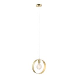   ENDON Hoop 1lt Pendant Brushed brass plate 40W E27 GLS - ED-81921