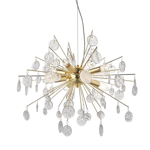 ENDON Calla 8lt Pendant Gold effect plate & clear glass 8 x 6W LED E14 - ED-90294