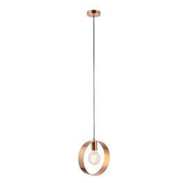   ENDON Hoop 1lt Pendant Brushed copper plate 40W E27 GLS - ED-90456