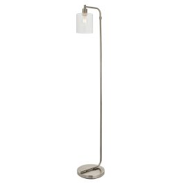   ENDON Toledo 1lt Floor Brushed nickel plate & clear glass 40W E27 GLS - ED-90557