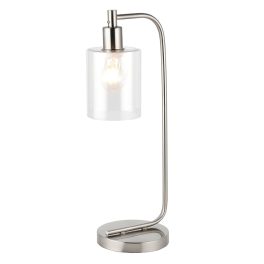   ENDON Toledo 1lt Table Brushed nickel plate & clear glass 40W E27 GLS - ED-90558