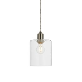   ENDON Toledo 1lt Pendant Brushed nickel plate & clear glass 40W E27 GLS - ED-90563