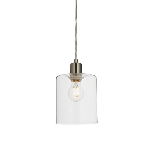 ENDON Toledo 1lt Pendant Brushed nickel plate & clear glass 40W E27 GLS - ED-90563