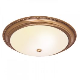   ENDON Atlas 2lt Flush Antique brass plate & frosted glass 2 x 40W E27 GLS - ED-91121