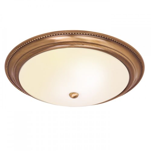 ENDON Atlas 2lt Flush Antique brass plate & frosted glass 2 x 40W E27 GLS - ED-91121
